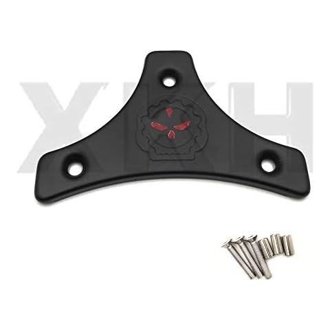 XKH- Motorcycle Flat Black Heavy Metal Sissy Bar Backrest Pad Mount Kit w/Skull Plate Compatible with 2009-2017 Harley Touring [B07K6ZHJ22] Cover