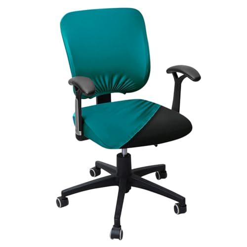 Image of HOKIPO 'SereneSolids' 140 GSM Office Chair Cover for Task Chair - Stretchable Fabric, Washable & Anti-Slip - Fits Small Office Chairs Without Headrest, Teal (AR-5224-TEAL)