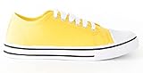 Ladies Unisex Flat Casual LACE UP Girls Pumps Canvas Plimsolls Womens Trainers Shoes Gym Sports Trainers Lightweight Comfortable PE Yellow