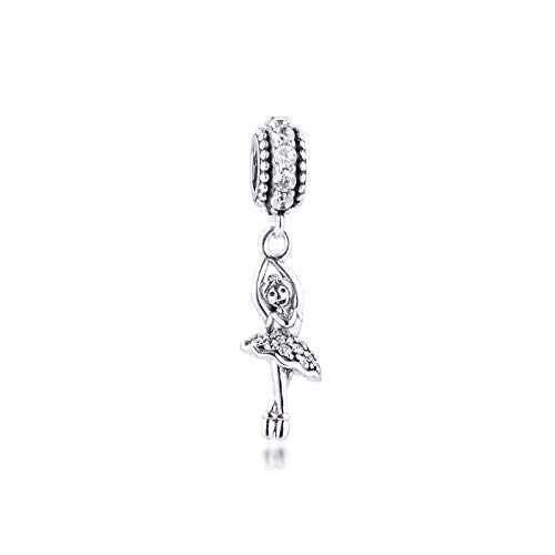 LIZHENG Fit Originale Pandora Braccialetto Charm 925 Sterling Silver Beads Ballerina Ciondolo Balletto Danza Ragazza Regalo Gioielli Fai da Te