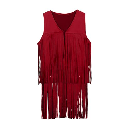 Tassel Vest for Girls Boys Western Cowboy Vest Vintage Suede Fringe Jacket for Oktoberfest Halloween Party Waistcoat