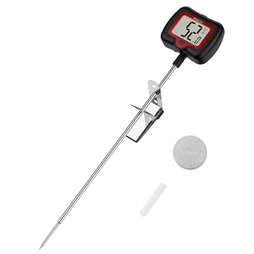 BOMATA 20cm Long Probe Candy Thermometer with Pot Clip, Rotating Display, High Accuracy Instant Read Digital Thermometer for Candles, Liquids, Cooking, Grilling and More…