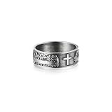 Last Supper Silver Band Ring, Handmade Sterling Mens Womens Band Ring, Mens 925K Ring with Cross, 0,013-0,017 Lbs, Custom Christian Jewelry, Catholic Gift