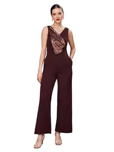 Image of Miss Chase Women's Keyhole Neck Regular Sleeve Regular Length Jumpsuit with Pockets