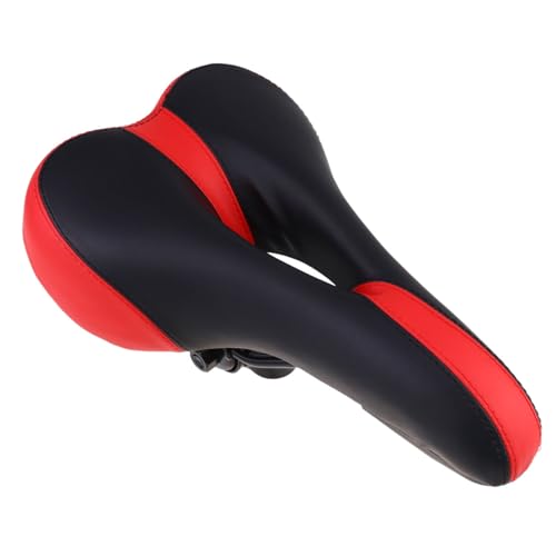 Selle de vélo confortable en cuir rouge respirant pour VTT et route