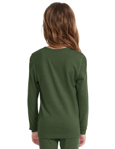 Kids Unisex 100% Merino Wool Base Layer Tops Lightweight Thermal Underwear Shirt2