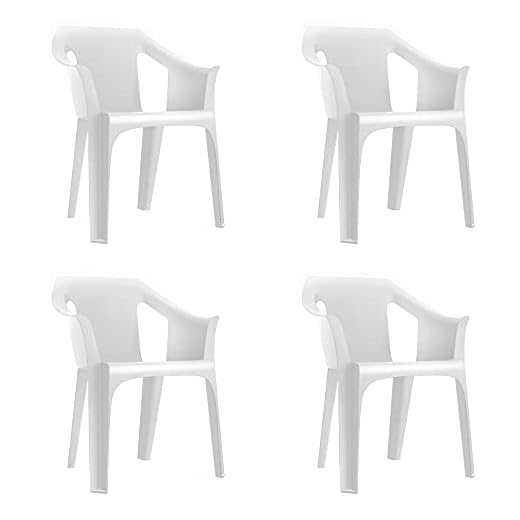 garbar Cool Set 4 Silla con Brazos Exterior | jardín, terraza, balcón, Picnic, Camping, Catering, Eventos, reuniones | diseño, Ligero, apilable | Blanco