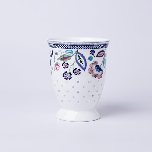 Image of Clay Craft x Magique by The Wishing Chair : Indigo Chintz - Coffee Mug | 300 ml | Handcrafted Floral Cup | Elegant Lightweight Coffee Mug | Microwave & Dishwasher Safe | Milk Mug
