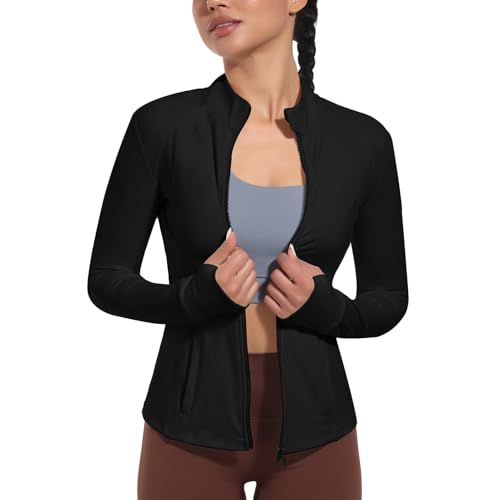 Cighay WA131 Women'S Athletic Jacket Zip Up Workout Jacket With Pockets Running Hoodless Yoga Jacket Slim Fit thumb #2