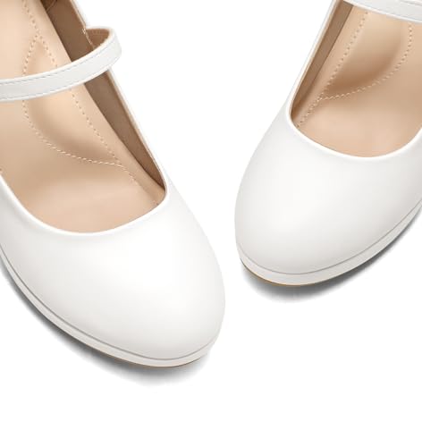 mysoft Women's Pumps Closed Toe Mary Jane Pumps Round Toe Platform High Heel Dress Shoes3