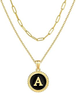 T400 Women's Initial Necklace Gold Plated Letter Layered Pendant Personalized Alphabet Name Necklaces Jewelry for Women Girls