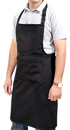 Ruvanti Professional Grade Black Aprons for Men/Women.Adjustable Neck Strap and Size M to