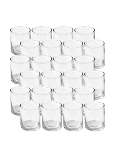 Serene Spaces Living Set of 36 Clear Glass Votive Candle Holders, Ideal for Wedding Decorations, Parties, Events, Christmas Dinner Tablescape, 3