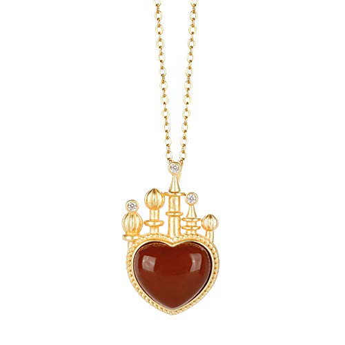 Collier argent 925 agate d'amour au style chinois simple du quotidien