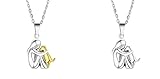 Colgante Plata Mujer con Perro, 2 Cadenas 45 cm, Regalo Emotivo para Amantes de Mascotas, Collar de Plata y Oro para Mujer