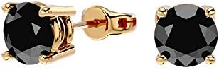 2 Carat Black Round Diamond Stud Earrings for Women or Men in 14k Yellow Gold (I1-I2, cttw) with Butterfly Push Back by VVS Gems