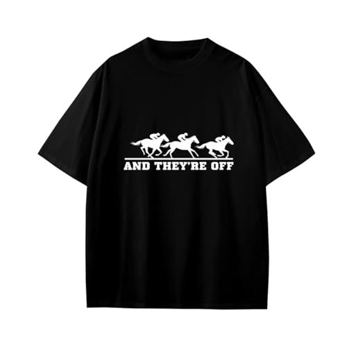 Funny Horse Racing and They're Off Boys Girls Teens T-Shirt Anime Gift