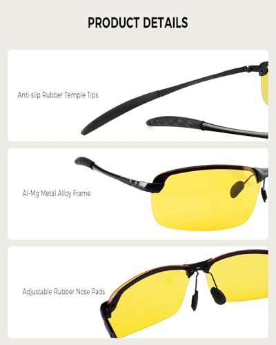Image of Night Driving Glasses for Men Women Anti Glare Polarized HD Night Vision Glasses for Driving