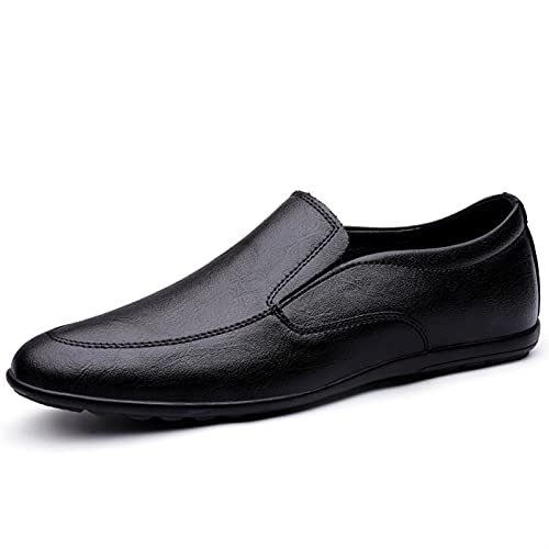 Men's Loafers Simple Lightweight Venetian Loafers Leather Flat Heel Lightweight Anti-Slip Walking Slip On