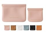 NICLNGSH 2 PCS Small Cosmetic Bag for Purse, Organosilicon Super Fiber Leather Mini Makeup Bag Coin Purse for Women, Snap Closure Travel Makeup Pouch for Lipstick Jewelry Key Change (Pink)