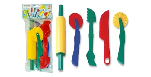 Miniland Utensilios para Plastilina y Arcilla, 5 Herramientas para Juego, Plástico de Fabricación Nacional, Niños y Niñas a Partir de 3 Años, Aula, Cumpleaños | Piezas de 22 Centímetros