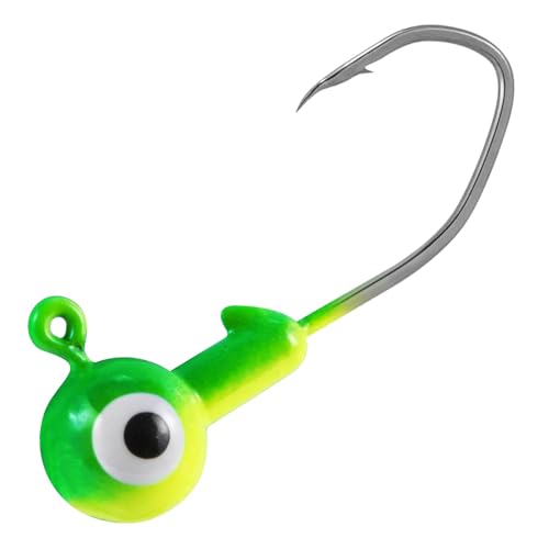 Dr.Fish 20 Pack Fishing Jig Heads, Crappie Jigs Round Ball Sickle Hooks Freshwater Fishing Hook Lures Bass Trout Panfish Bluegill 1/4oz Chartreuse