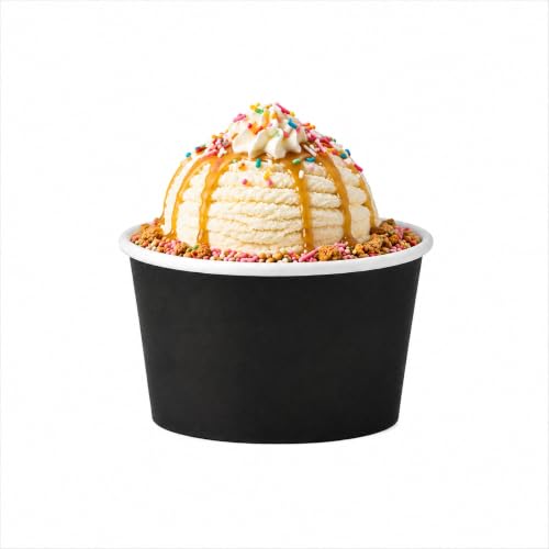 Image of Restaurantware 4 oz Black Paper Ice Cream Cups, 50 Count