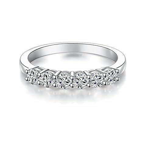 Moissanite Wedding Band for Women Eternity Bands Moissanite Wedding Rings for Women Sterling Siver Ring Size 4-11 White Gold Plated, Moissanite Cover