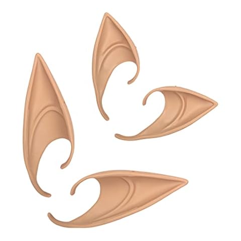 2 Pairs Elf Ears Cosplay Soft Pointed Goblin Ears,Latex Elf Ears Pixie Ears,Fairy Ears,Fairy Pointed Elven Ears Dress Up Costume Accessories for Halloween,Anime Party,Masquerade,Costume Party Cover
