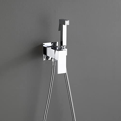 Kit de rociador de bidé para inodoro, cromado montado en la pared, grifo rociador para inodoro, multifunción para baño de mascotas, higiene personal, baño, taburete, manguera de resorte,
