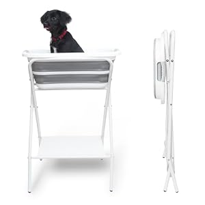 Smoochie 2 in 1 Dog Bathtub Washing Station Elevated Pet Bath Tub Collapsible and Portable Bathtub for Dogs Cats Bathing Shower and Grooming Indoor and Outdoor