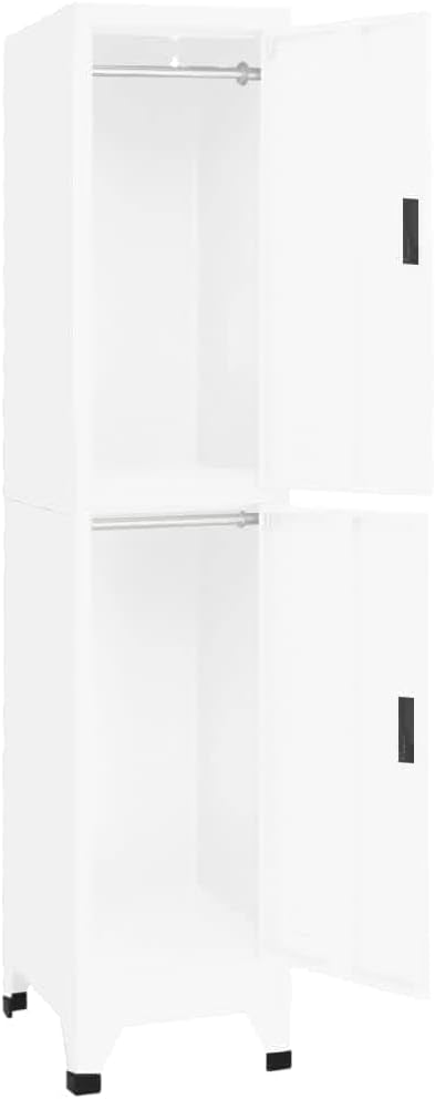 White Steel Medium Locker Cabinet with Lockable Doors and Ample Shelving for Office Storage and Home Organization, Rectangular Locker Storage Unit