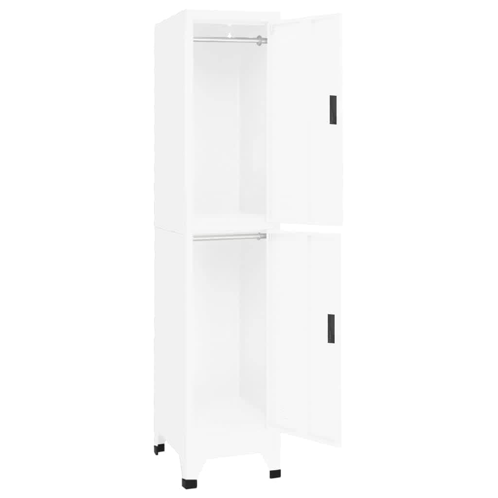 SYDE Armadio in acciaio bianco, 38 x 45 x 180 cm | Porte Ventilate con Serratura, Appendiabiti Interni, Porta Etichette, Scuola e Ufficio