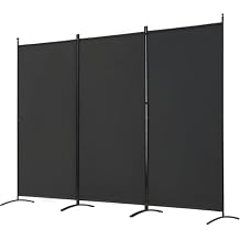 Room Divider 3 Panel Portable Folding Partition Privacy Screens, Freestanding Fabric RoomBlack-3 Panel