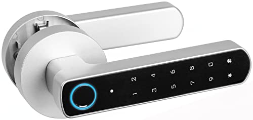 dnt Fingerprint-Türgriff DoorAccess PRO, ermöglicht den einfachen Zugang über das biometrische Zugangsmerkmal „Fingerabdruck“ sowie per Zifferncode, DNT000014