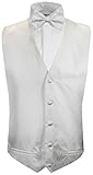 Paul Malone Hochzeitsweste + Fliege Ivory Elfenbein gestreift - Hochzeit Herren Weste Gr. 52 M