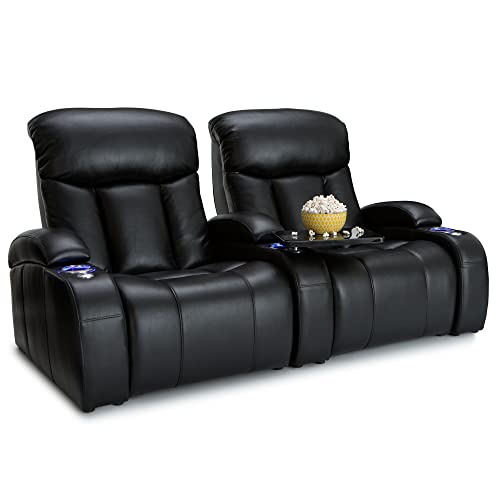 Seatcraft Grenada FRONTROW Theater Seating®, Living Room, Italian Leather, 7.5" Shorter Than a Standard Grenada, Black (Row of 2)