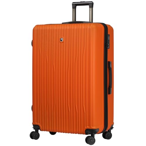 NEVERA® Lightweight 4 Dual Spinner Wheels ABS Hard Shell Luggage Suitcase Travel Bag Built in TSA Lock (Orange, Large 29)
