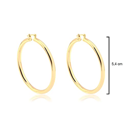 Brinco grande de argola lisa folheado em ouro 18k