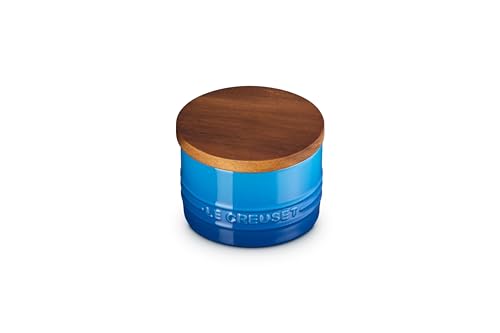 Image of Le Creuset Signature Small Salt Cellar and Storage Canister with Wood Lid, 7 oz., Marseille