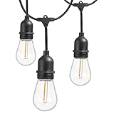Newhouse Lighting Outdoor LED String Lights with Weatherproof Technology, Heavy Duty 48-foot cord and 16 LED Light Bulbs Included