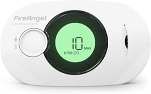 Fire Angel Digitaler Kohlenmonoxidmelder mit Integrierter 10 Jahres Batterie - FA3322 Luftfeuchtigkeits-, Temperatur- und CO-Melder - Tragbar, für Zuhause und Unterwegs - CO Warner