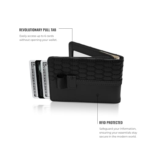 Image of Kings Loot Wallet for Men | Minimalist Slim RFID Blocking Leather Design with Cash Pocket & Card Pull Strap | Holds 1-12 Cards | Stylish & Durable Wallets | Supercar Collection (Midnight Luxe)