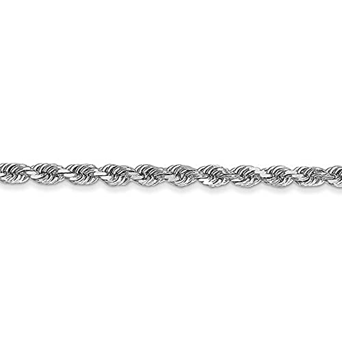 Black Bow Jewelry 2.25Mm 10K White Gold Solid Diamond Cut Rope Chain Necklace, 20 Inch #TOP2