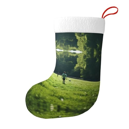 TYANG Balón de fútbol sobre hierba con diseño de doble cara para decoración de Navidad, árbol de Navidad, fiesta de vacaciones