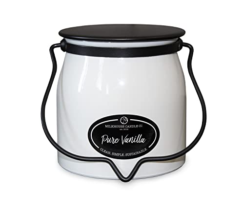 Milkhouse Candle Company, Creamery Scented Soy Candle: Butter Jar Candle, Pure Vanilla, 16-Ounce, Beige (12605)