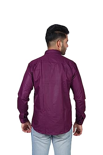 Image of HARPITA Men's Solid Regular Fit Cotton Casual Shirt with Spread Collar & Full Sleeves