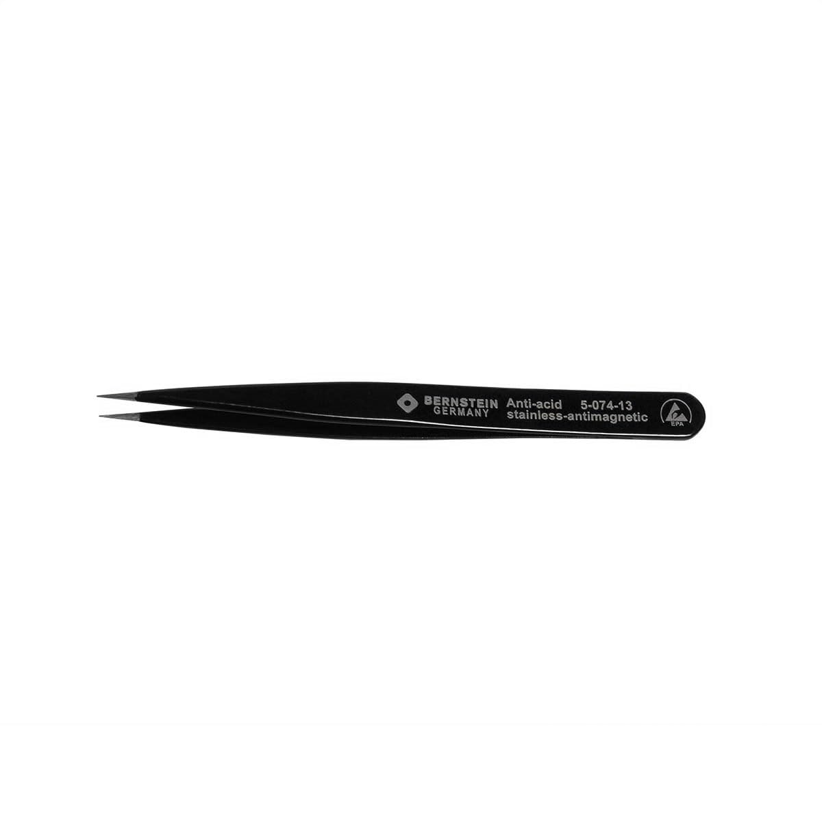 ESD SMD Universal Tweezers 120 mm Shape 1 Stainless Steel Conductive, Black