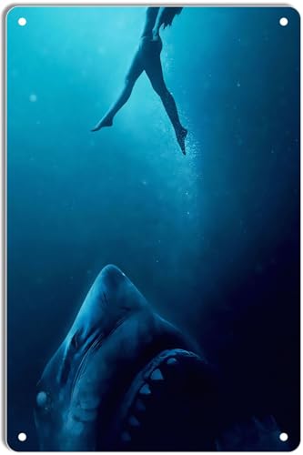 Targa in metallo con scritta 47 Meters Down Uncaged Minimal, poster cinematografico per decorazione home theater e arte da parete retrò, 20,3 x 30,5 cm