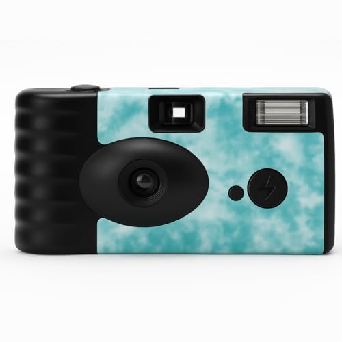 Disposable Film Camera – 35mm | 24 Shots | Perfect for Vacations, Parties, Weddings & Events, Easy-to-Use | Built-in Flash | Retro Photos | Film Included | No Batteries Needed (Blue Tie Dye)